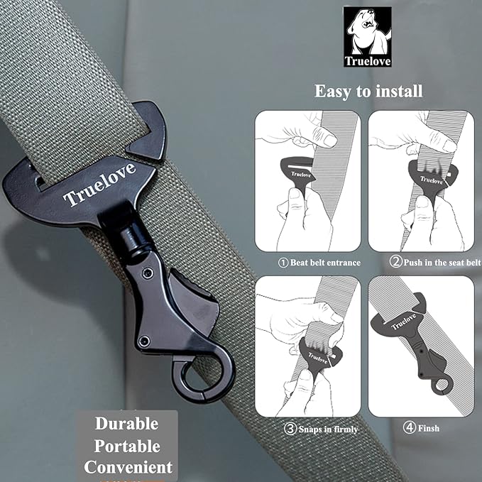 Truelove Vehicle Seat Belt Safety Buckle Lock, Dog Seat Belt Clip Universal Dog Car Restraint - Dog Seatbelt Lock - Portable Vehicle Seatbelt Harness for Pet Car Travel