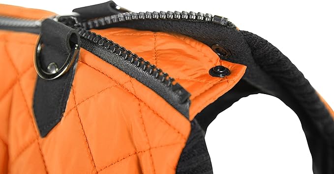 Gooby Fashion Vest Dog Jacket - Orange, Small - Warm Zip Up Dog Bomber Vest with Dual D Ring Leash Water Resistant for Small to Medium Dogs