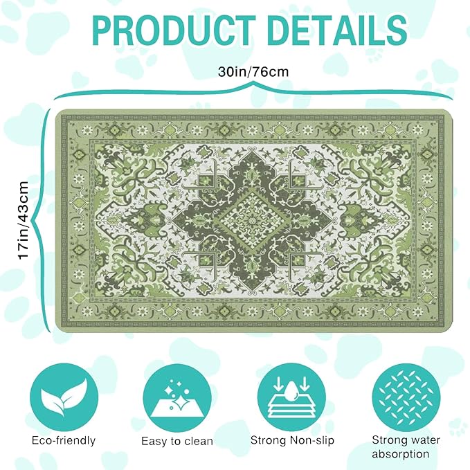 Pet Feeding Mat for Floors Waterproof Dog Mat for Food and Water Absorbent Quick Dry Non Slip mat for Cat Bowls