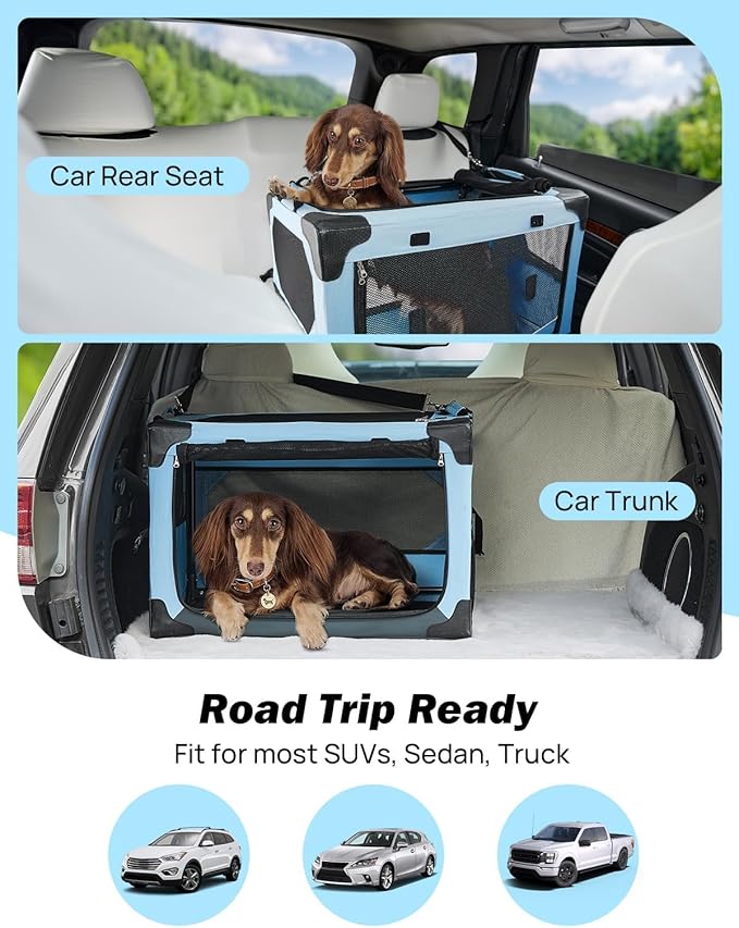 JOYTUTUS Pet Day Special, 20 Inch Collapsible Dog Crate, Steel Frame 8-Bar Foldable Soft Kennel, Portable Travel Crate for Puppy & Small Dog Up to 13lbs, Oxford Cat Carrier for Car Indoor Outdoor