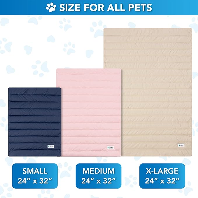 PetAmi Dog Cooling Mat, Q-Max Pet Cooling Blanket with Thick Cushioning, Self Cooling Pad for Dogs & Cats, Reversible Summer Mat for Crate, Couch, Kennel, Navy/Dusty Blue, Small (24x32)