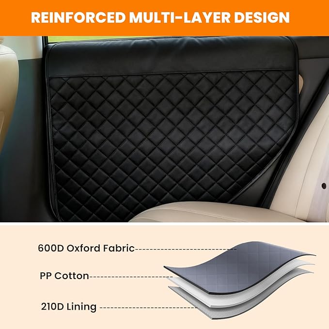 Dog Car Door Protector, 20% Larger Coverage Vehicle Door Cover,Car Door Guard Mat, Pet Door Panel Protector for SUVs Pickup Trucks, Protects Doors from Dog Scratching (Black)