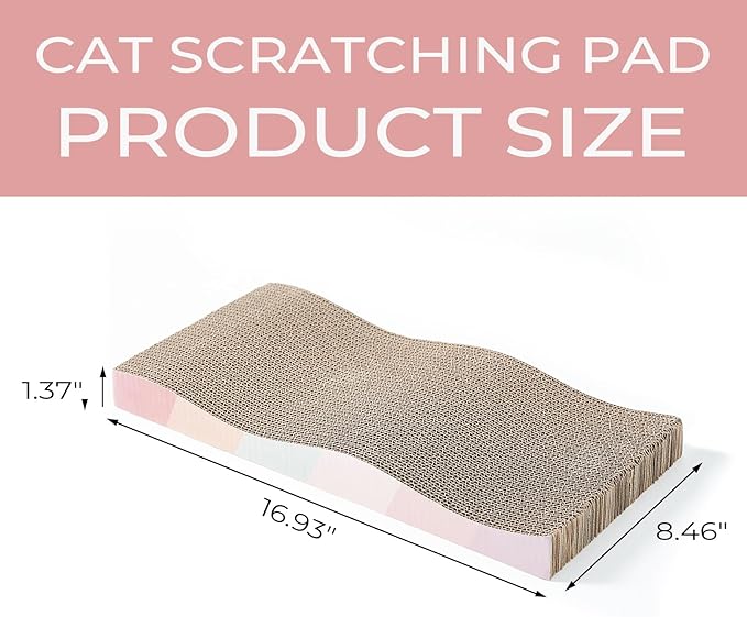 SIDAZON Cat Scratching Pads Cardboard Cat Scratchers for Indoor Cats Reversible Large Wide Corrugated with Catnip and Mini Toy (3pcs)