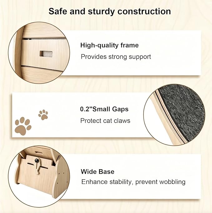 Cat Exercise Wheel for Indoor Cats, 36" Cat Treadmill Wheel with Detachable Carpeted Runway, Natural Solid Wood Sturdy Running Wheel for Running/Training/Walking, Suitable for Most Cats