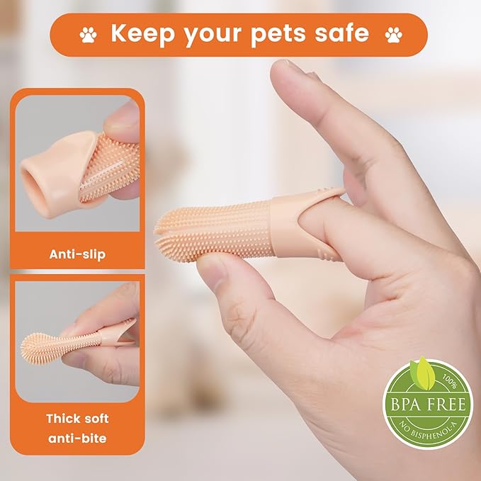 Dog Toothbrush, 6 Pack for Cats and Dogs, 360 Cleaning Finger Toothbrush Small Breed with Individual Package, Soft and Durable
