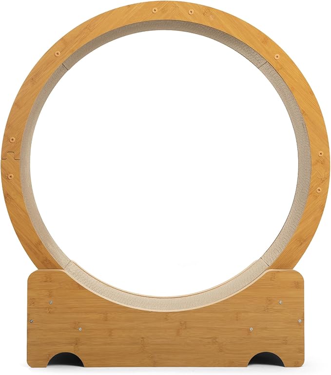 Wooden Cat Running Wheel, Pets Cat Exercise Wheel Mute Running Spinner Wheel, Toy Cat Scratch Double-Sided Corrugated Cardboard, Friendly Toy Furniture, Rotation Fitness Weight Loss Toys