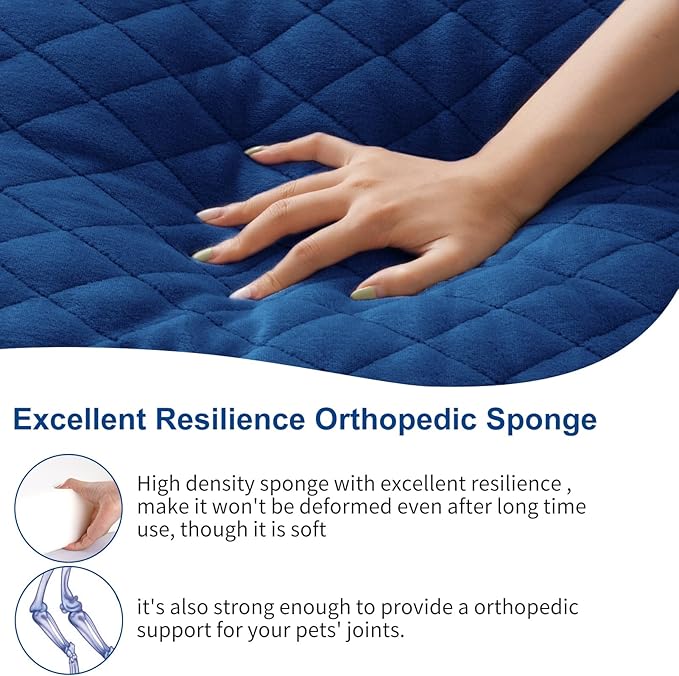 Large Dog Bed, Orthopedic Foam Big Dog Bed Mattress, 40 inch Joint Relief Pet Sleeping Beds, Non Slip Bottom with Removable Washable Cover, Dark Blue