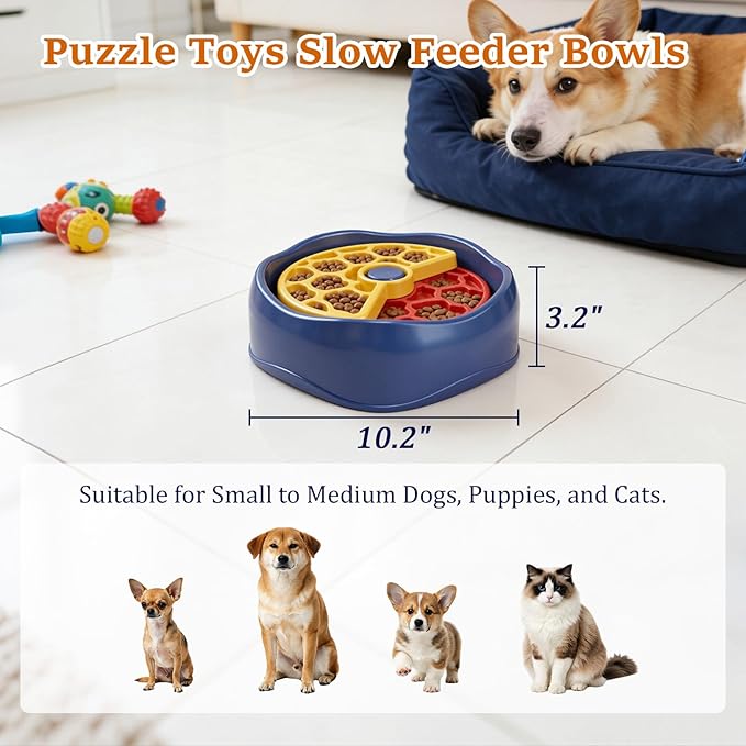 Dog Puzzle Toys Slow Feeder Bowls,Interactive Treat Dispensing Dog Puzzle for IQ Training and Brain Stimulation, Mental Enrichment Snuffle Mat Alternative for Small Medium Large Dogs Puppies Cat