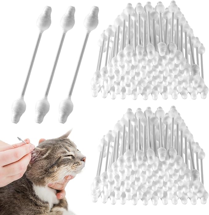 110 PCS Dog Ear Cleaning Swabs Pet Cotton Swabs Gourd-Shaped Design Large Cotton Buds Double Sided Soft Paper Stick Dog Cat Ear Cleaner Swab Safe Grooming Tool for Medium and Big Dogs