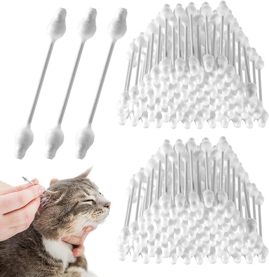 110 PCS Dog Ear Cleaning Swabs Pet Cotton Swabs Gourd-Shaped Design Large Cotton Buds Double Sided Soft Paper Stick Dog Cat Ear Cleaner Swab Safe Grooming Tool for Medium and Big Dogs