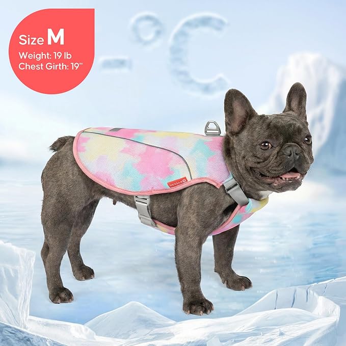 KYEESE Dog Cooling Vest, Breathable Mesh Dog Cooling Shirt for Small Dogs with D-Ring, Sun Protection Reflective Dogs Cooler Jacket with Adjustable Buckle for Summer Hiking Walking, Pink, S