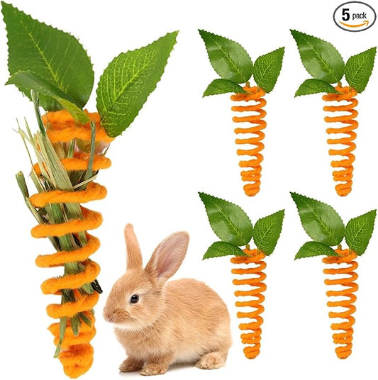 5 Pcs Rabbit Forage Toys, Toys Enrichment for Boredom, Feed Game Slow Feeder, Snuffle Ball Treat Dispenser Feeding Toy, Exercise Acitivity Foraging Toy for Hedgehog Guinea Pig Hamster Chinchilla Kit