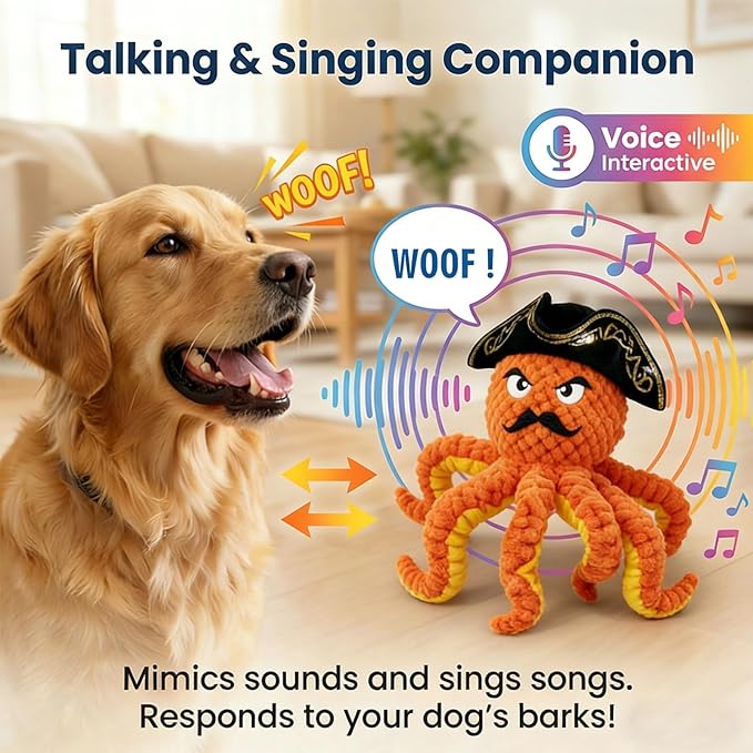 2026 Interactive Dog Toys, Self Moving Octopus Dog Toy Set with 2 Balls - Automatic Wobble Ball & Durable Chew Ball, 4-in-1 Squeaky Plush Enrichment Toy to Keep Them Busy for Medium Large Dogs