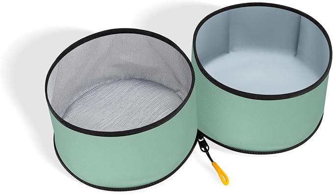 OllyDog Superbowl | Collapsible Dog Travel Bowl | 2-Compartment Food & Water | Foldable Portable Dog Dish | Hiking Camping Backpacking | Small Medium Large Dogs (Surf)
