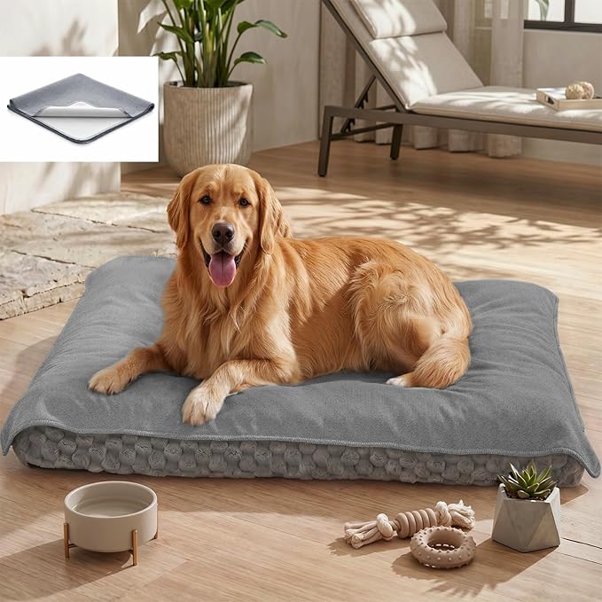 MontVoo Washable Dog Bed Cover, Absorbent Quick Dry Pet Bed Sheet, Easy Hair Removal Couch Covers for Dogs/Cats, 20x20 Inches, Waterproof PU Backing Dog Bed Mat for Car Seat, Cover Only, Grey