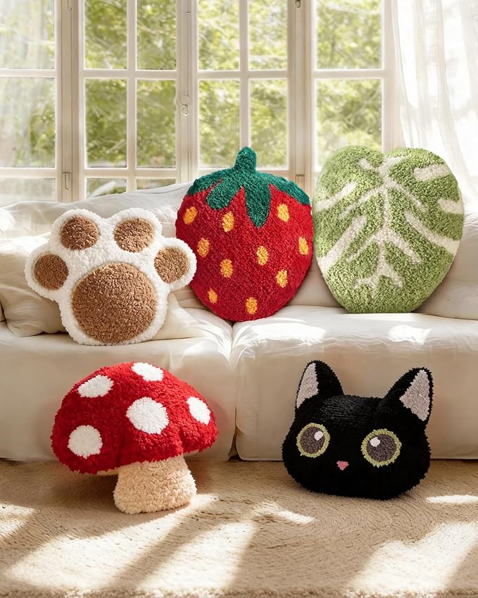 Paw Shaped Throw Pillow - Cute Decorative Plush Brown Animal Pillow for Couch, Sofa, or Living Room, 14.2" x 12.6" Soft Stuffed Dog Paw Cushion for Home Decor