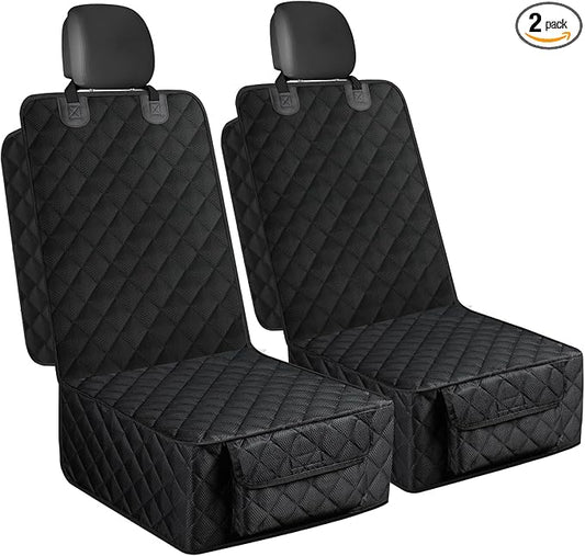 Dog Car Seat Cover, 2 Pack Waterproof Pet Front Seat Car Cover, Full Protection Dog Seat Protector with Side Flaps, Universal Size for Cars, Trucks, SUVs