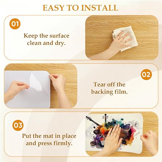 Colorful Musical Instrument Violin Stair Treads for Wooden Steps Indoor Washable Staircase Carpet 15PCS 30"x7.8" Stair Step Treads Non-Slip Staircase Covers Peel Stick Safety Mat for Kids Elders Pets