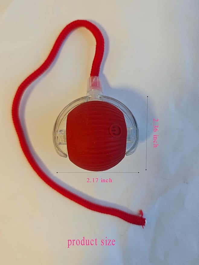 Interactive Dog Cat Toy Ball, Electric Automatic Rolling Moving USB Rechargeable Self Activated Stimulation Toy with Speedy Tail Rope for Indoor Cats and Dogs (Red)