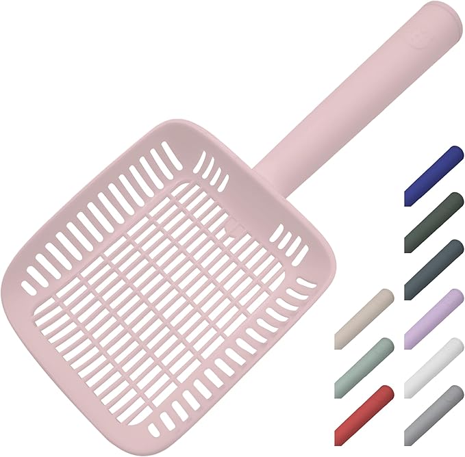 TypeC Cat Litter Scoop - Small Holes (0.11in) Big Size Scooper - Long Handle & Easy Cleaning - Hanger for Litter Box