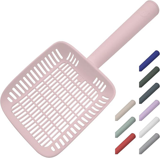 TypeC Cat Litter Scoop - Small Holes (0.11in) Big Size Scooper - Long Handle & Easy Cleaning - Hanger for Litter Box