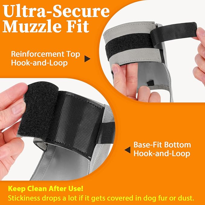 Mayerzon Dog Muzzle for Large Medium Small Dogs, Adjustable Fit, Soft & Sturdy Fabric, Prevents Fierce Barking Biting Chewing, Ideal for Grooming Walking Vet Visits, Allows to Pant Drink (Grey, XL)