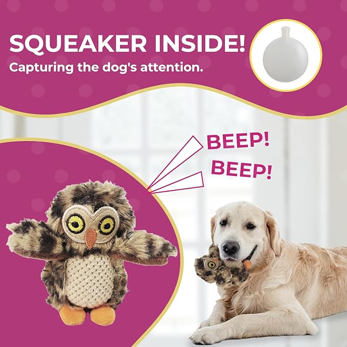 Glow Pups Dog Puzzle Toy Tree with Hide and Seek Squeaky Owl Plush Toys, Interactive Fun for Small and Medium Dogs, Promotes Mental Stimulation, Large Green Forest Animal