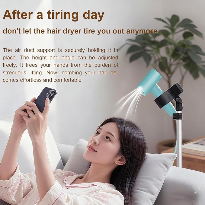 Shouken Adjustable Hands-Free Hair Dryer Stand Holder-59 inches,360 Degree Rotation,Blow Dryer Holder Countertop With Non-Slip Tripod and Universal Clip,Adjustable Height Countertop Blow Dryer Holder