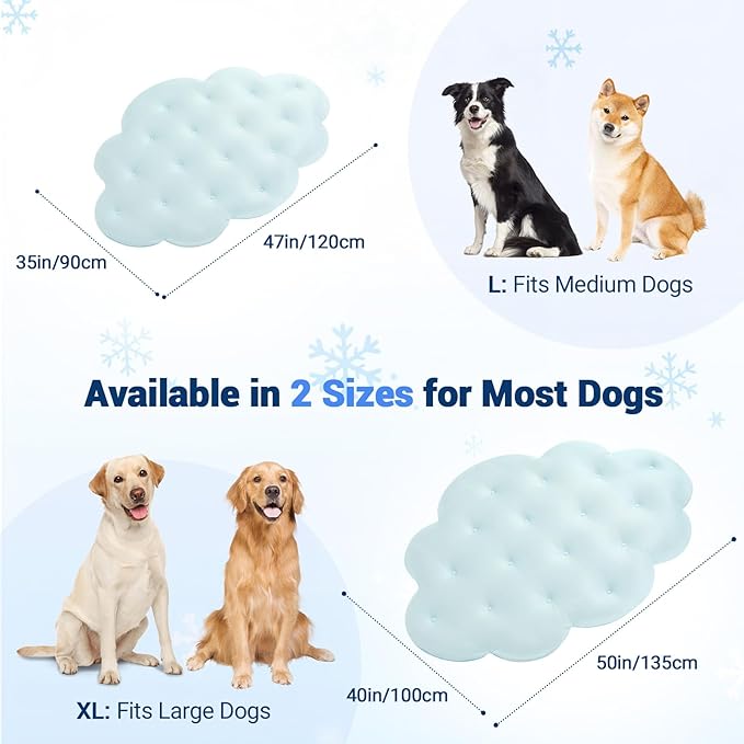 Dog Cooling Mat, 53'' × 40'' Large, Q-Max>0.4 Self-Cooling Mat for Dog, (Cool & Warm) Double-Sided Pet Cool Pads for Summer, Crate, Kennel, Machine Washable, Cat Cool Bed, Non-Gel, Sky Blue