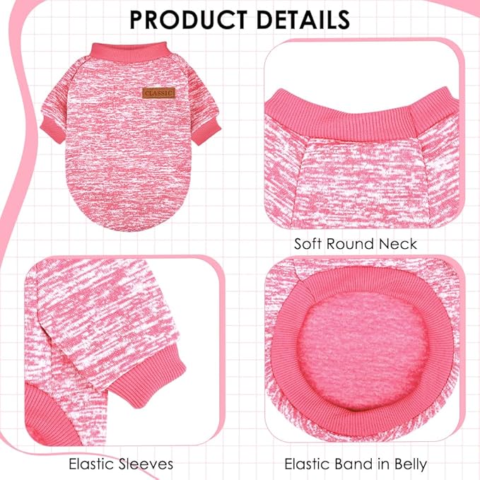 2 Pack Dog Sweaters for Small Dogs Girl Boy Winter Fleece Clothes Warm Soft Dog Sweatshirt Outfit for Dogs Cats Pet Apparel (Pink+Purple, XL (Back: 17.7",Chest: 22.8", 18-22Ibs))