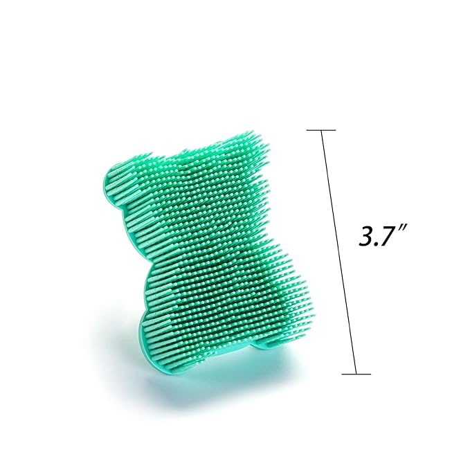 Premium Sensory Brush for Kids or Autism,Soft Silicone Body Scrubber,2 in 1 Sensory Room Occupational Therapy Sensory Brushes,Silicone Loofah,Pet Shower Brush Bath Brush Shampoo Brush(bear-light blue)