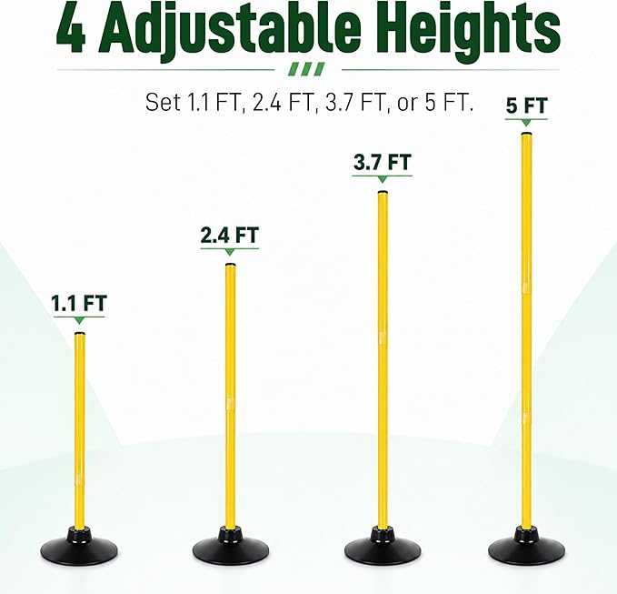 6 Pack Soccer Agility Training Poles, 5 FT Adjustable Speed and Agility Training Equipment for Football/Basketball/Dog Practice, Bending Poles for Horses with Rubber Bases and Carry Bag