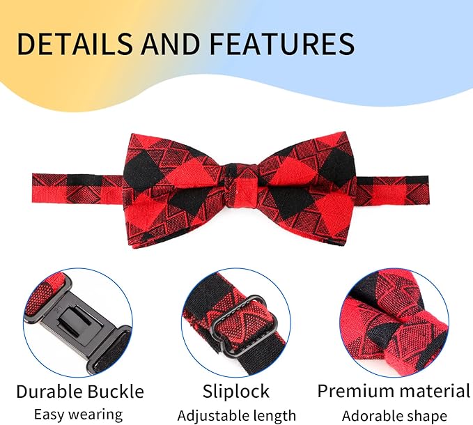Segarty Dog Bow Tie, 6 PCS Bowties Cat Collar Dog Collar Holiday Grooming Bulk Bows for Festival Party Pet Puppy Photography Neck Wear Gift, Cute and Plaid Patterned