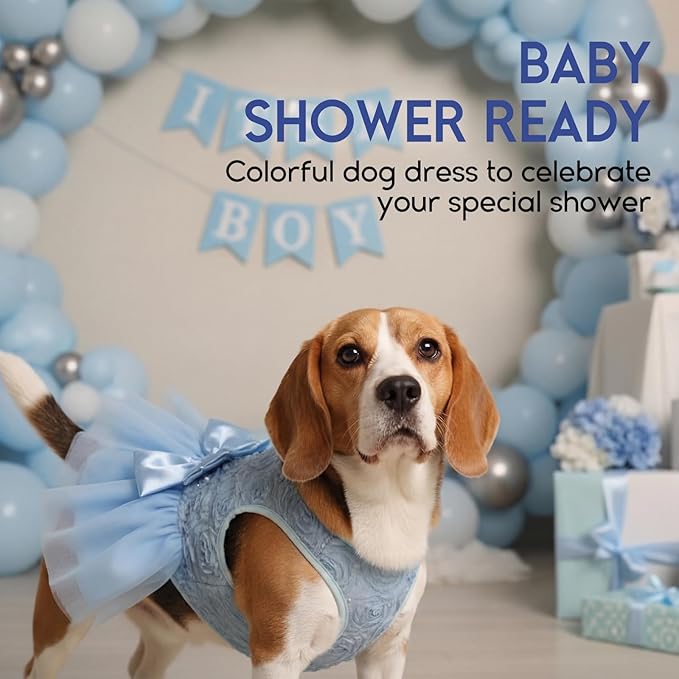 ASENKU Dog Dress Pet Wedding Dress Princess Lace Puppy Birthday Party Outfit Formal Apparel Girl for Small Medium Dogs Cats (Medium, Blue)