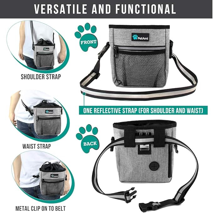 PETAMI Dog and CAT Treat Pouch, Heather Gray