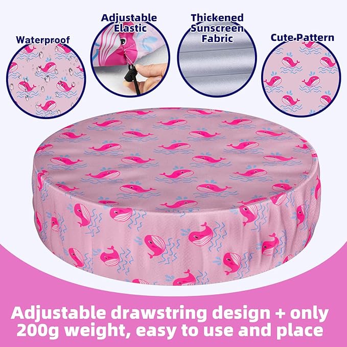 Foldable Dog Pool Cover – Waterproof Round Pet Dog Kiddie Bath Tub Lid Cover, Fit for 32/48/63 Inch Pools, Outdoor Portable Puppy Pool Accessories with Drawstring