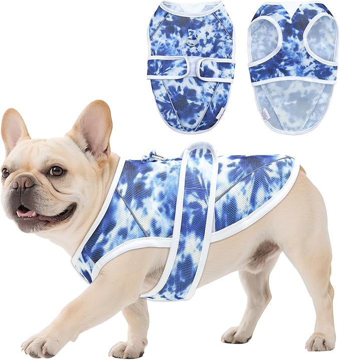 Dog Cooling Vest – Lightweight Pet Cooling Shirt 3D Breathable Mesh, Reflective Strips & UV Protection for Walking, Hiking, Park – Adjustable Fit Dog Cooler Jacket with D-Ring U-DCV04M
