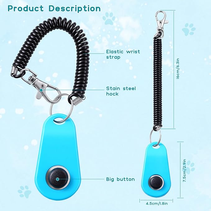 Pet Clicker for Dogs/Cats/Horses/Birds or Other Animals - Finger Clickers for Training (Black+Blue)