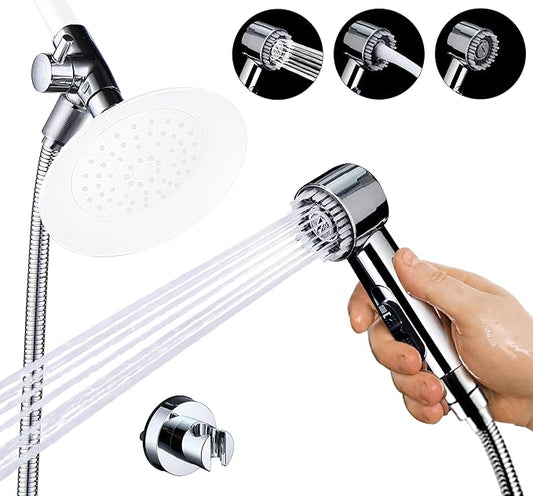 3 Mode Dog Shower Attachment, High Pressure Handheld Sprayer with ON/OFF Switch, G1/2" Metal Shower Diverter, 78 Inches Stainless Steel Hose, No Drill Hook, for Indoor Pet Bathing and Washing