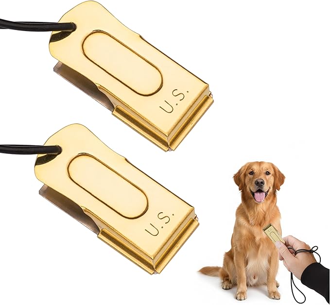 Mythrojan Brass and Steel Pet Training Clicker Puppy Dog Training Cricket Clicker U.S. Engraved Military Gear Metal Clicker (Clicker Pack of 2Pcs)