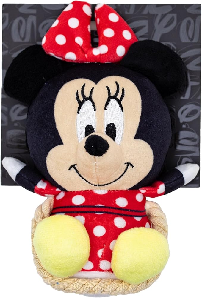 Buckle-Down Disney Dog Toy, Minnie Mouse Chibi Sitting Pose Pet Toy, Plush with Rope