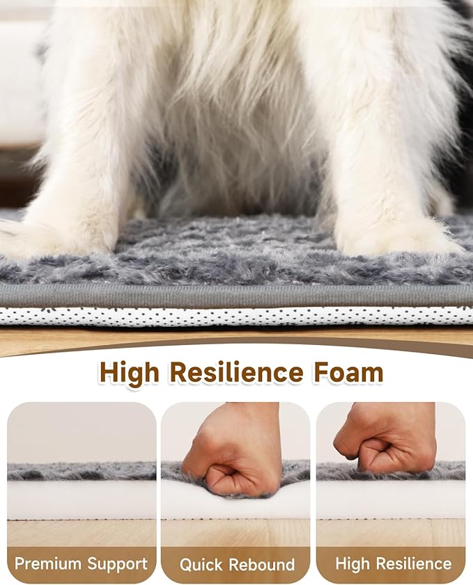Dog Bed for Crate Pad High Resilience Foam Crate Pad Mat for Medium Large Dogs Washable Anti-Slip, Outdoor, 35" x 22",Dark Gray