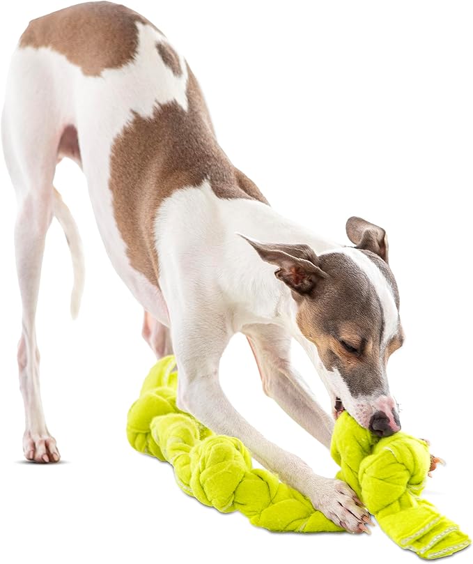 GURU Pet Squeaking Tennis Snuffle Rope Dog Toy with Braided Design - Snuffle Rope for Durable Play - Interactive Dog Toy with Squeakers & Treat Hiding for Stimulation - Dog Snuffle Toy for Active Pets