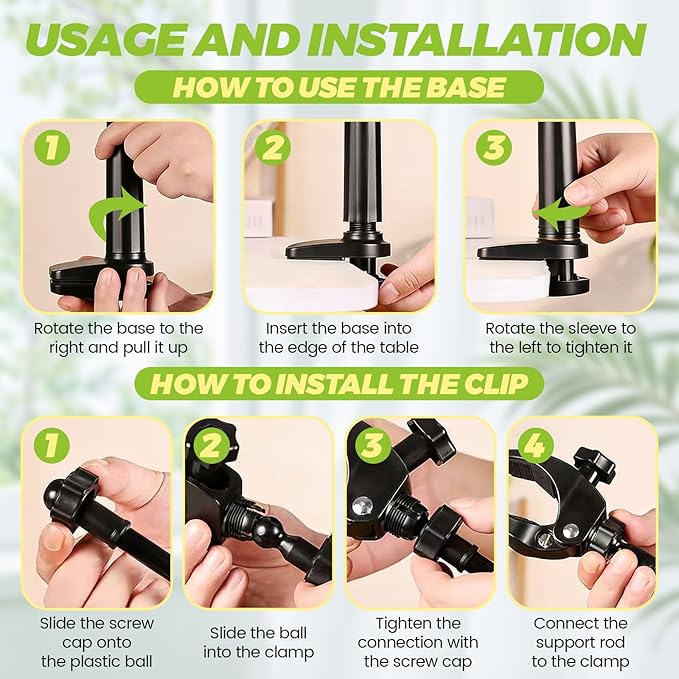 LELE LIFE Hair Dryer Holder Hands Free, 39in/100cm Adjustable Flexible Alloy Blow Dryer Stand, 360 Degree Rotating Clamp Stable Hanger for Home Salon Pet Dog Grooming (Black)