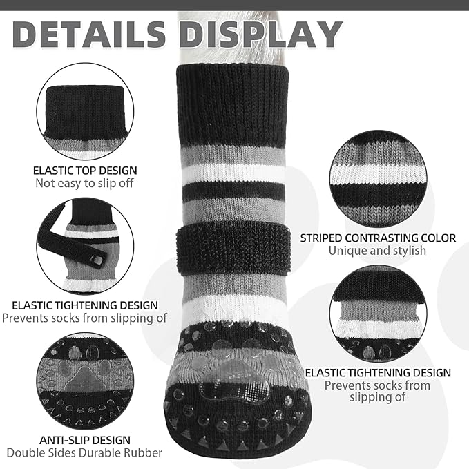 KOOLTAIL Dog Socks for Hot Pavement, Summer Dog Shoes to Prevent Licking Paws for Hardwood Floor, Non Slip Double Sides Boots & Paw Protectors, Pet Grippy Booties for Small Medium Large Senior Dogs
