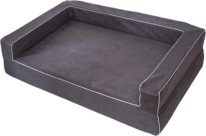 Orthopedic Dog Bed Medium - 4" Solid Memory Foam Pet Bed for Arthritis Relief & Hip Dysplasia - Bolster Style with YKK Zippered Waterproof Washable Cover & Bottom for Senior Dogs 10-50lbs