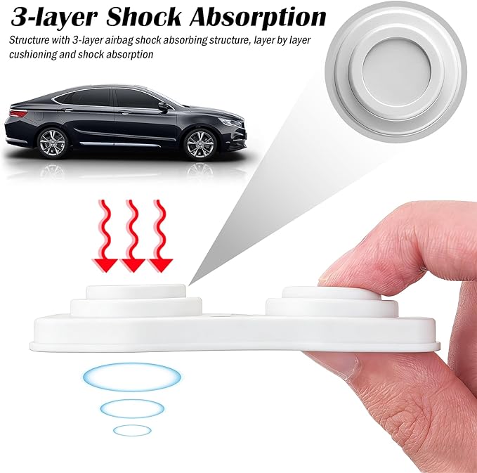 4PCS Universal Silicone Car Door Latch Covers,New Silicone Door Latch Protective Cover with 3 Layers of Shock Absorption for Protection & Noise Reduction,Soft Car Doors Strike Protector (White)