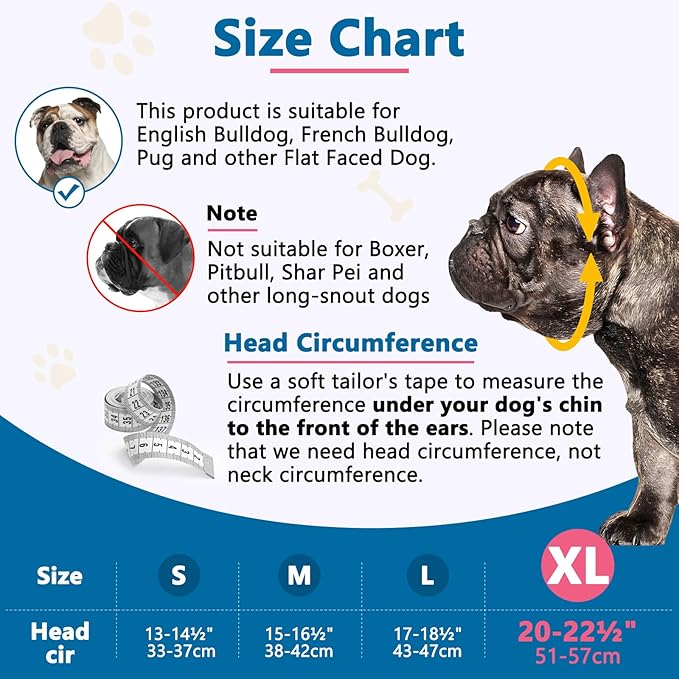BARKLESS Short Snout Dog Muzzle, Soft Silicone Flat Faced Muzzle for French Bulldog Shih Tzu and Pug for Biting Chewing Licking and Grooming, Allows Panting (XL, Hot Pink)
