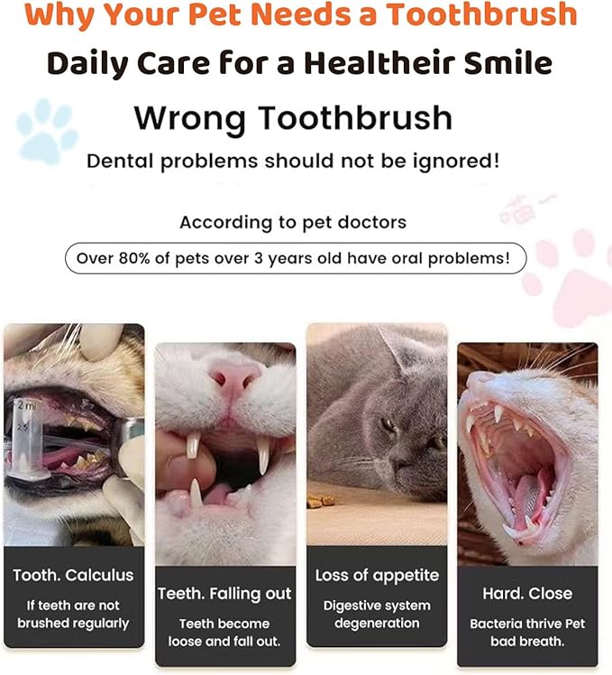 5Pack Ultra Soft Pet Toothbrush for Small Dog & Cat Toothbrush Set with 2 Finger Brushes - Soft Bristles for Gentle Pet Dental Care, Teething & Gingivitis Prevention for Puppies & Kittens