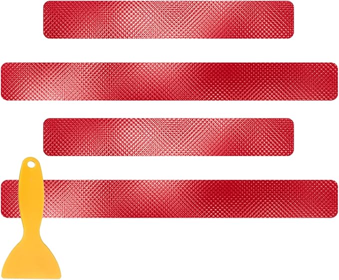 Red Door Sill Guard Protector, 4PCS 3D Carbon Fiber Anti-Scratch Door Entry Edge Bumper Sill Scuff Plate Trim, Front/Rear Door Threshold Protector Cover Sticker Strips